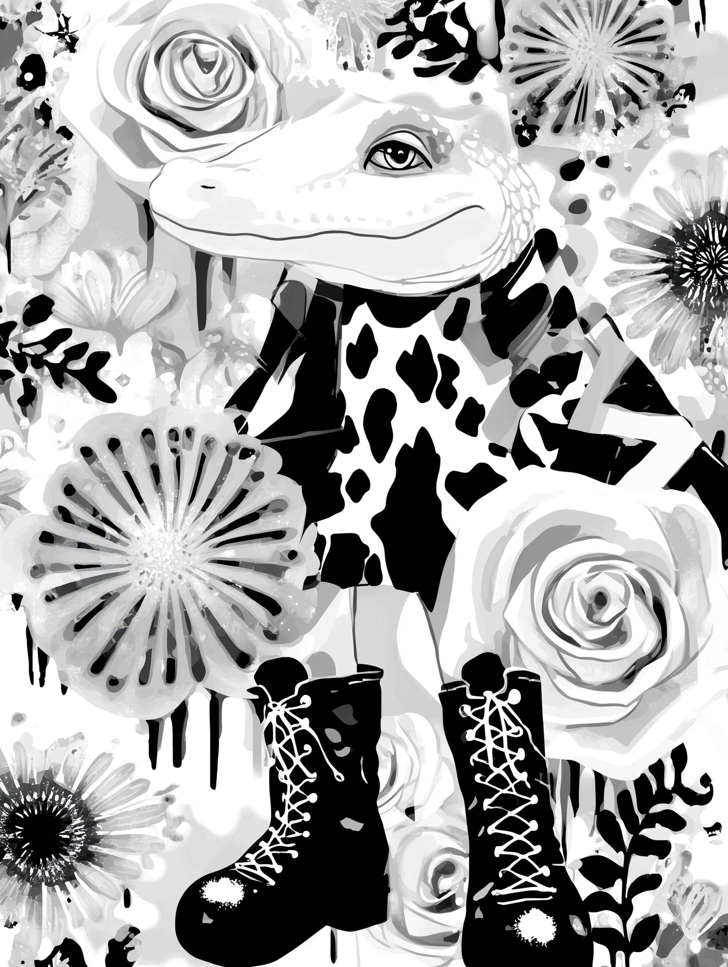 Free printable crocodile coloring pages for adults featuring crocodile standing with boots